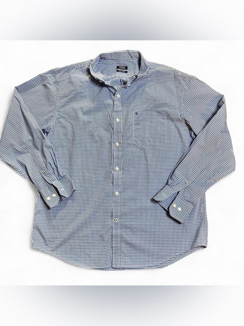 Izod Men's Blue checkered classic Button Down Shirt